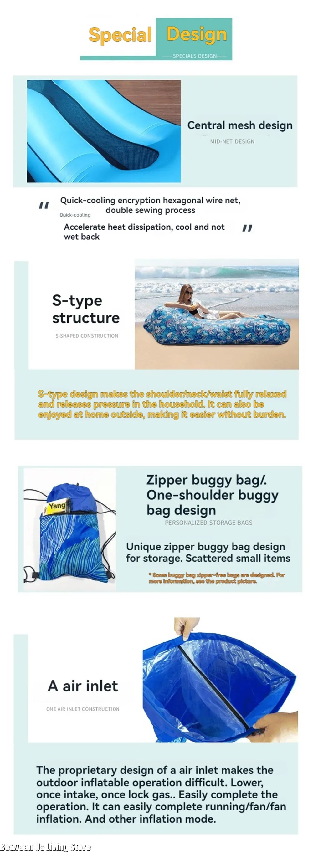 Luxury Inflatable Sofa Bed - Extra Wide Non-Roll Design for Beach, Garden & Indoor | Quick Setup Air Lounger