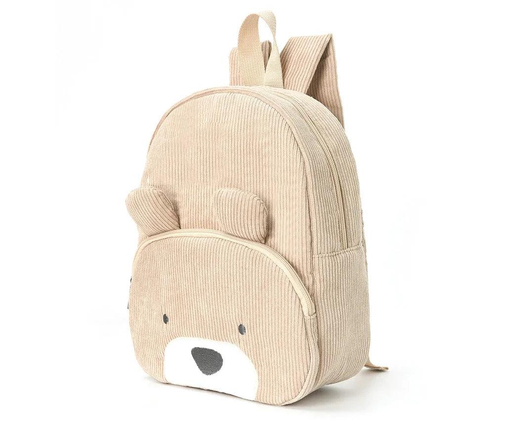 Personalized corduroy Backpack custom name embridery kindergarten schoolbags for children girls boys solid baby cute bags bear