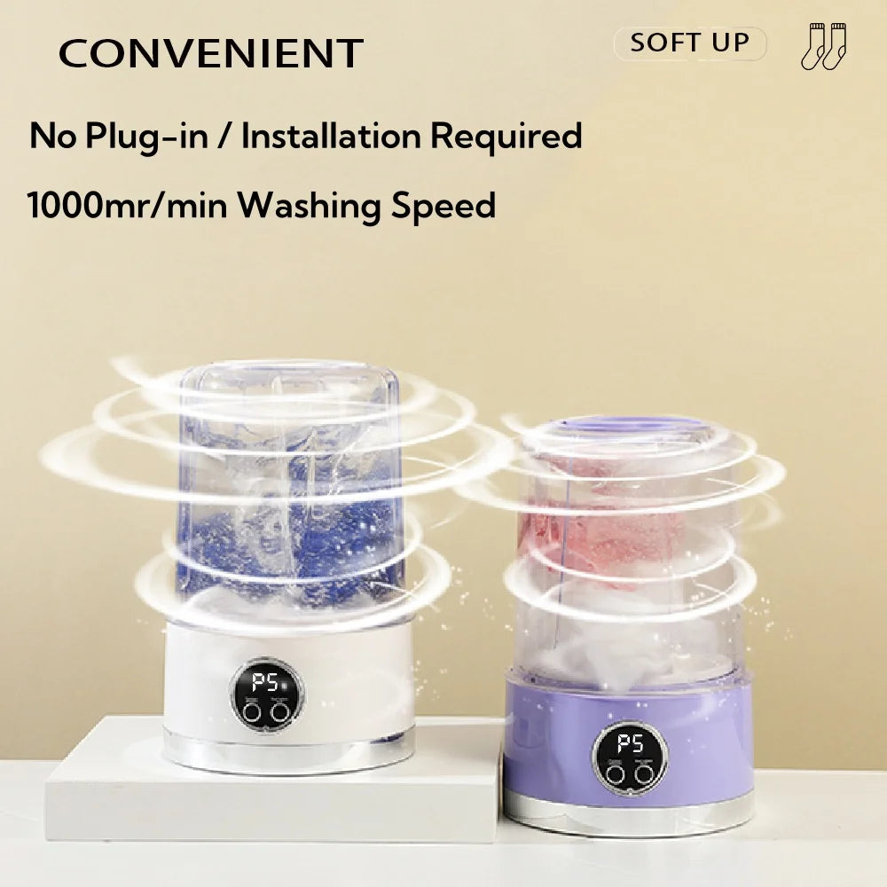 1L Mini Rechargeable Washing Machine Underwear Travel Portable Small Socks Washing Machine Dehydratable Portable Laundry Bucket