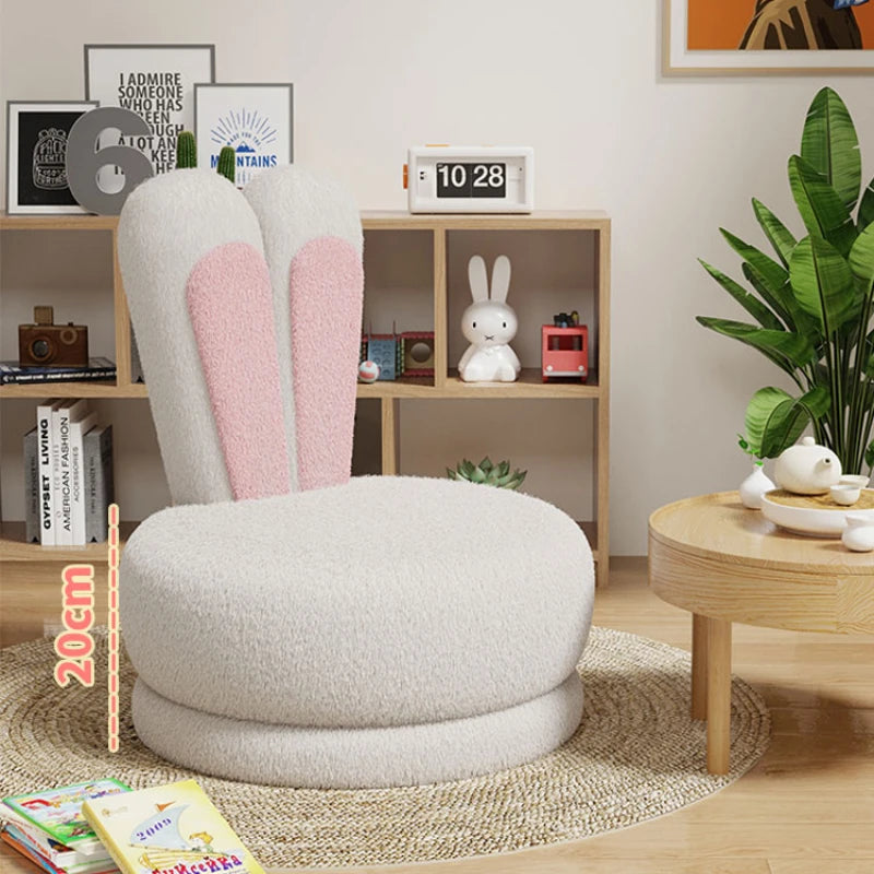 Children's Sofa Lazy Sofa Cute Chair for Living Room Rotating Cartoon Rabbit Ears Chair Leisure Reading Chair Chair with Back