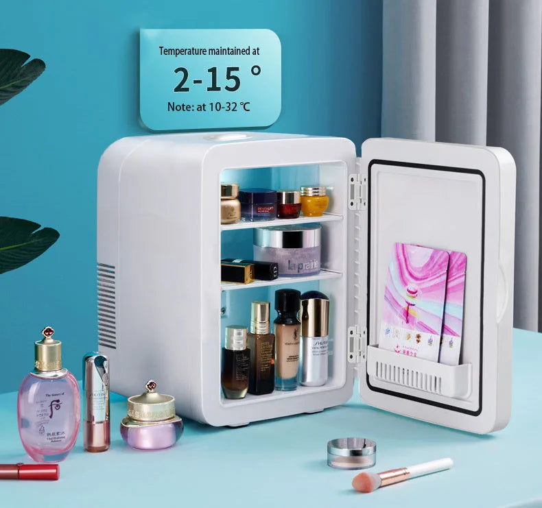 8L Mini Beauty Cosmetics Storage Refrigerator Mirror Car And Household Dormitory Office Fruit Beverage Breast Milk Cold And Hot