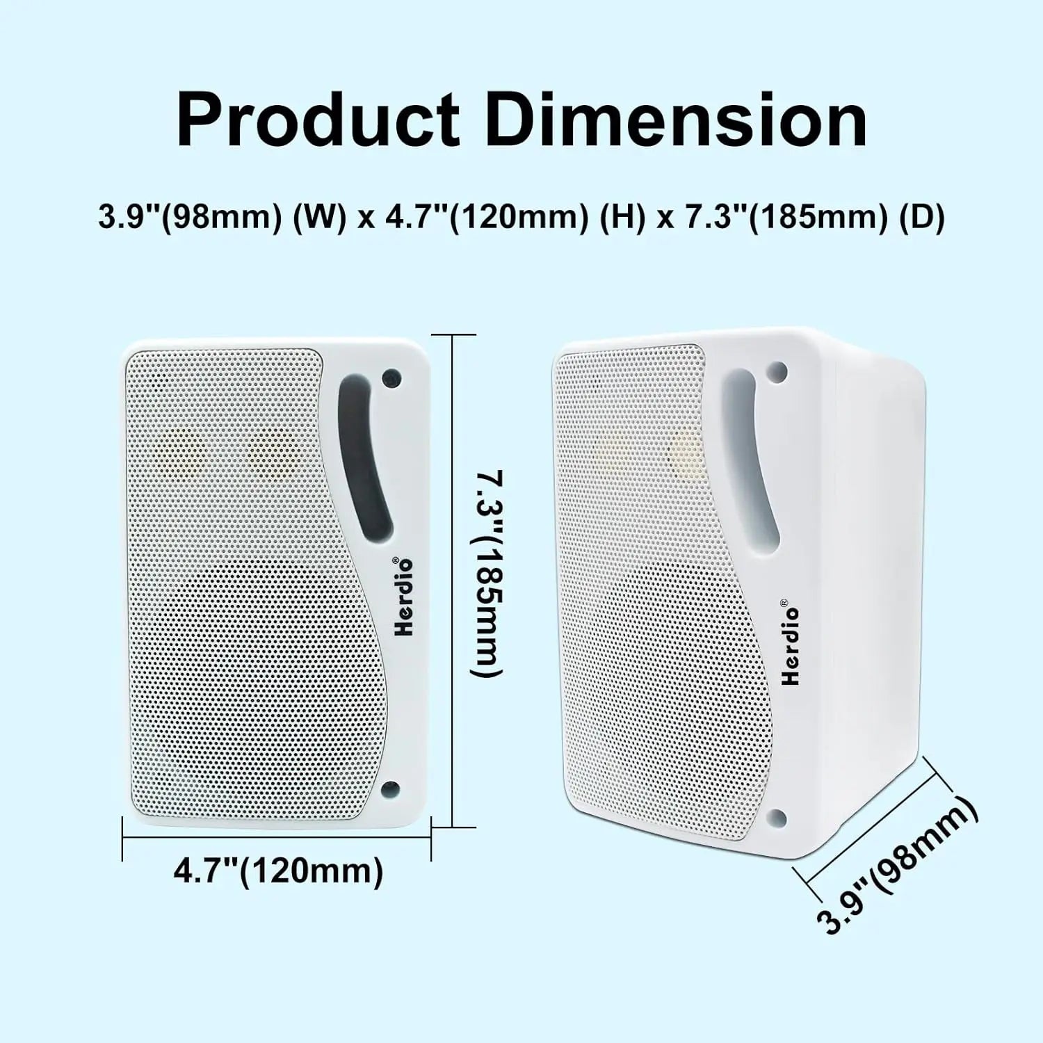 Herdio 3.5‘’ 2PCS Passive Outdoor Speakers Wired Waterproof 200W 3 Way Premium Mountable Wall Mount Speakers With Superior Sound