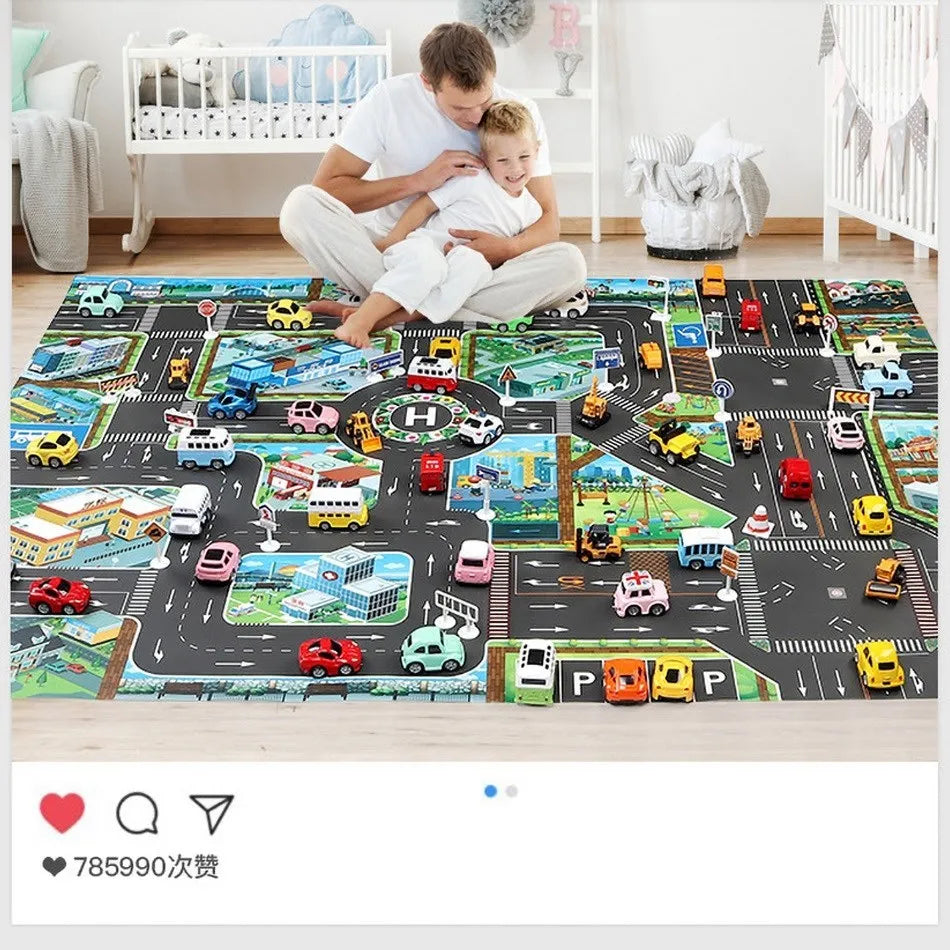 130*100cm Baby Crawling Mat for Children Cartoons Traffic Rug Indoor Toys City Road Carpet Kids Game Little Girl and Boy Playmat