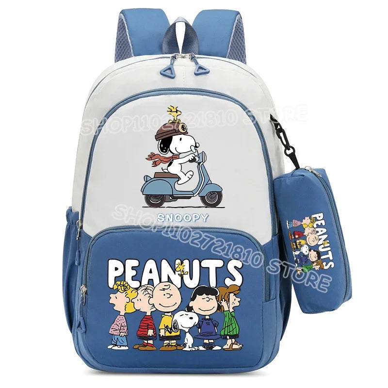2pcs Snoopy School Bag Boys Girls Large Capacity Water-repellent Student Backpacks High Value Cute Cartoon Print Bookpack Gift