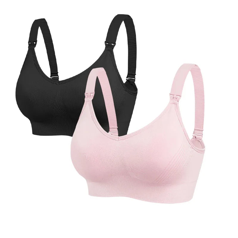 2pcs/Lot Maternity Wireless Front Open Nursing Bra Women's Breathable Seamless Breastfeeding Bras Pregnant  Mom Clothing