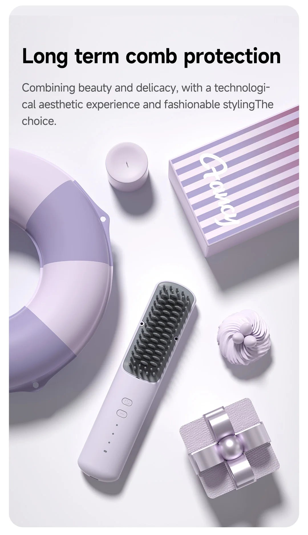 DOCOLAB Cordless 2-in-1 Straight Hair Comb & Curler Negative Ion USB Charging 30s Heat Up Travel-Friendly Styling Brush