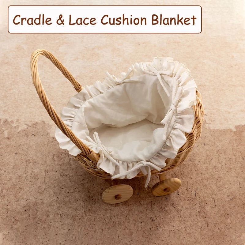 0-1month Newborn Photography Props Baby Girl Boy Cradle Prop Knitted Pompom Hat Posing Pillows Infants Studio Shooting Accessori