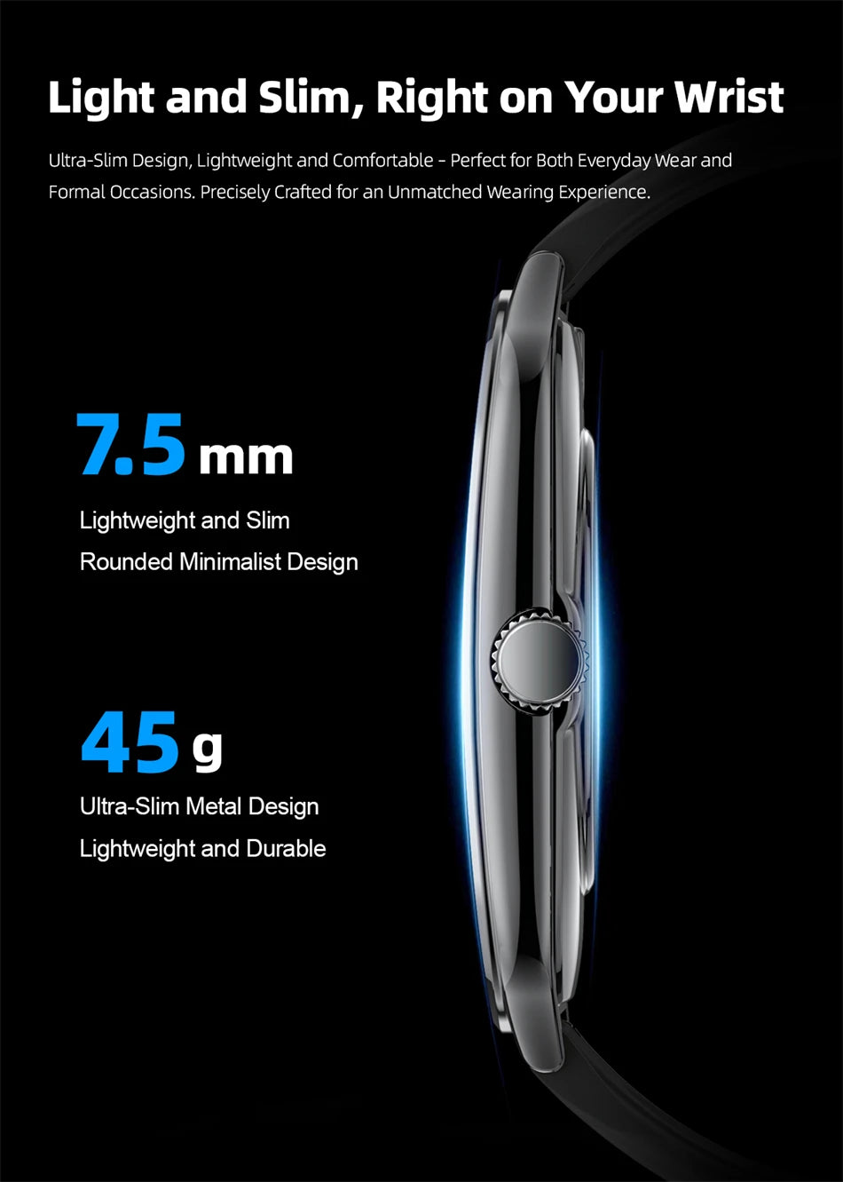 2025 New 7.5MM Ultra Thin Smart Watch Men 1.96"AMOLED Screen Always Show Time Heart Rate Sport Waterproof BT Call Smartwatch