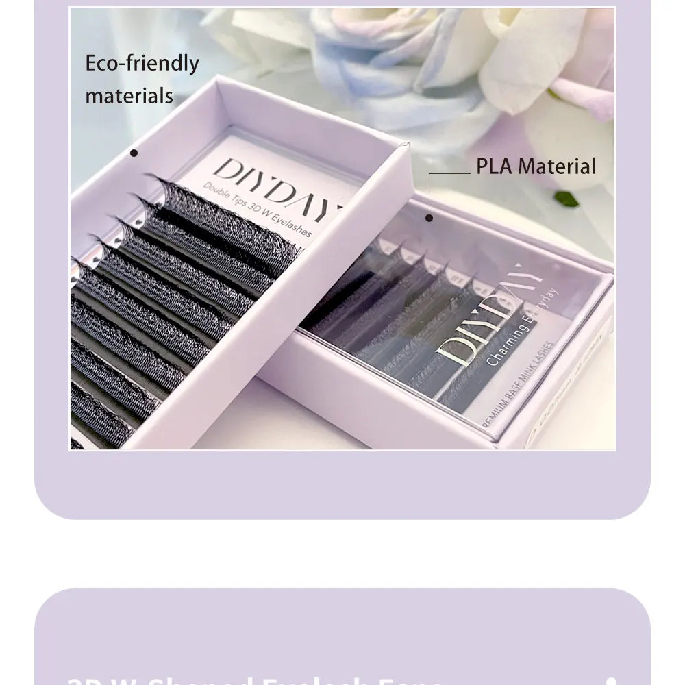 DIYDAY W Shape Eyelash Extension 3d 4d 5d 6d 7d 8d W-Shaped Eyelashes Premade Fans Individual BASF Mink Faux Lashes