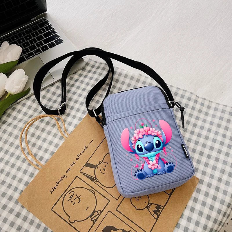 Disney Stitch Fashion Mobile Phone Bags Anime Women Messenger Bag Children Kawaii Coin Purse Girls Portable Crossbody Pouch Gift