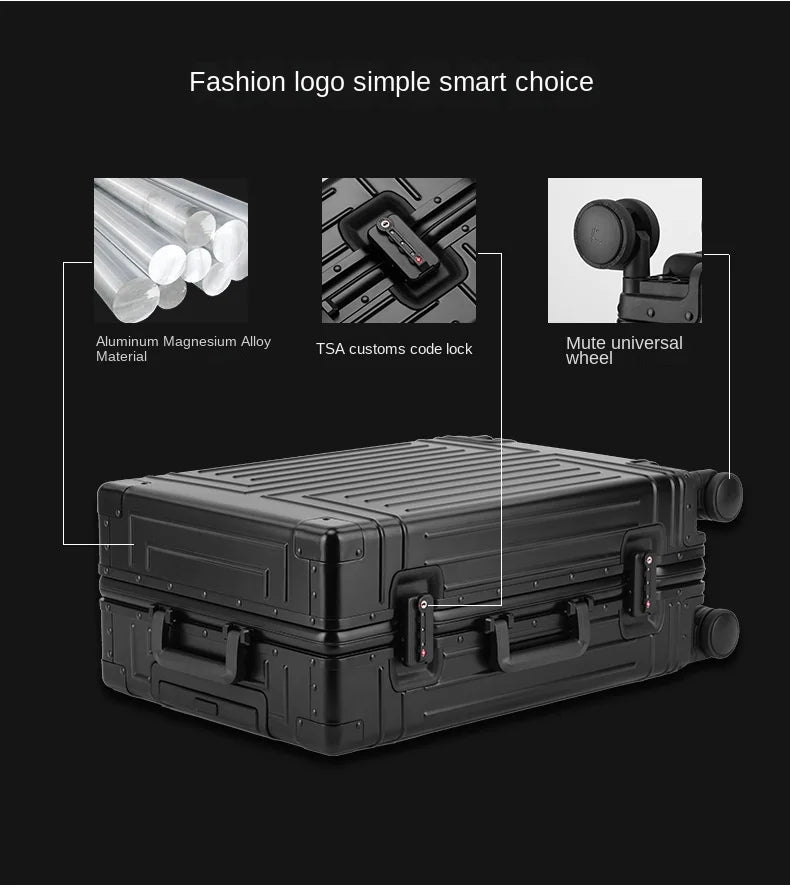 20/24/26/28 Inch Aluminum Suitcase Alloy Trolley Case 30 inch Large Capacity Rolling Luggage Travel Suitcase with Wheels