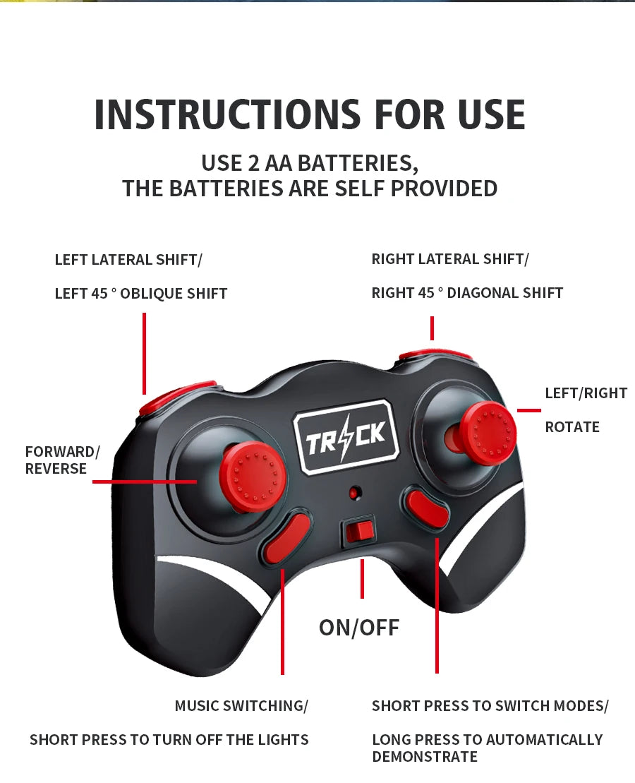 4WD RC stunt car rotation drift 2.4G wireless remote control car children's and boys sound and light toy car