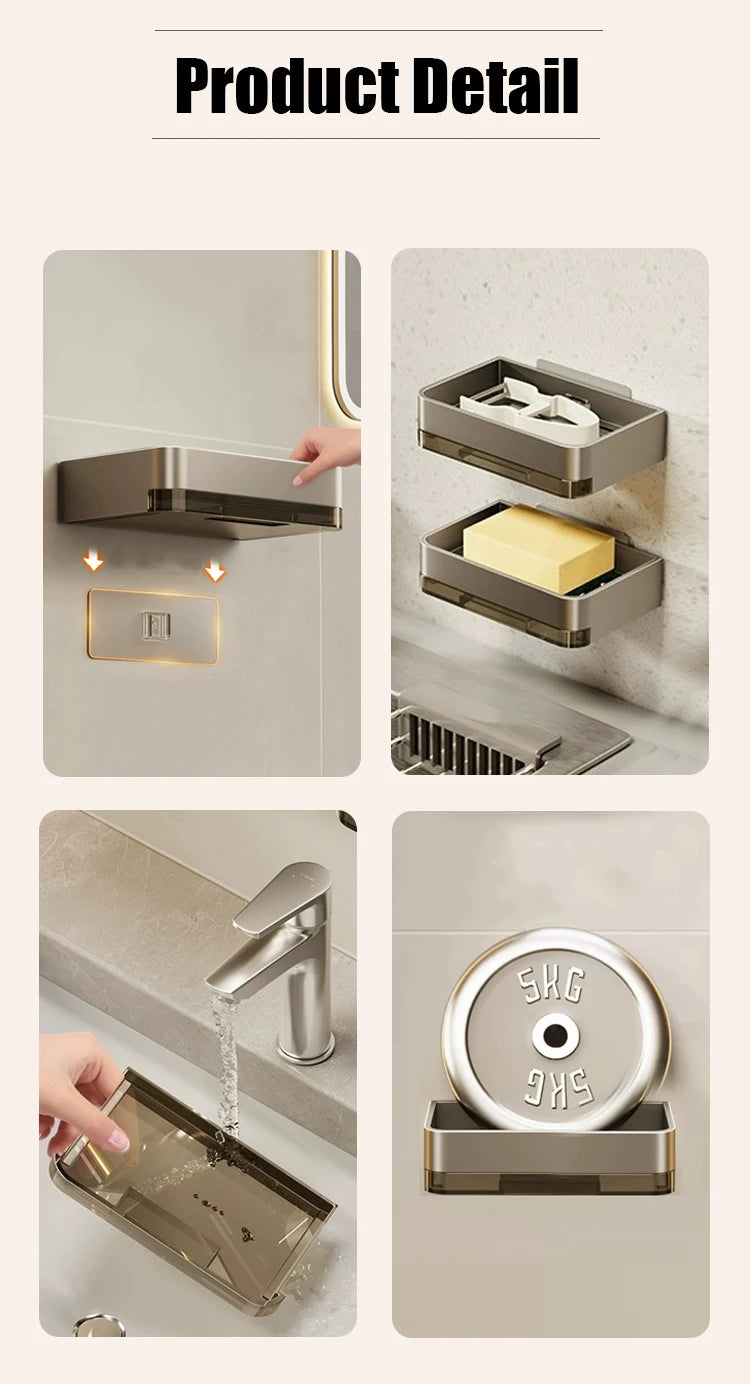 Metal Iron Soap Holder Without Drilling Bathroom Soap Dish With Drain Water Wall Soap Dish Organizer Bathroom Accessories