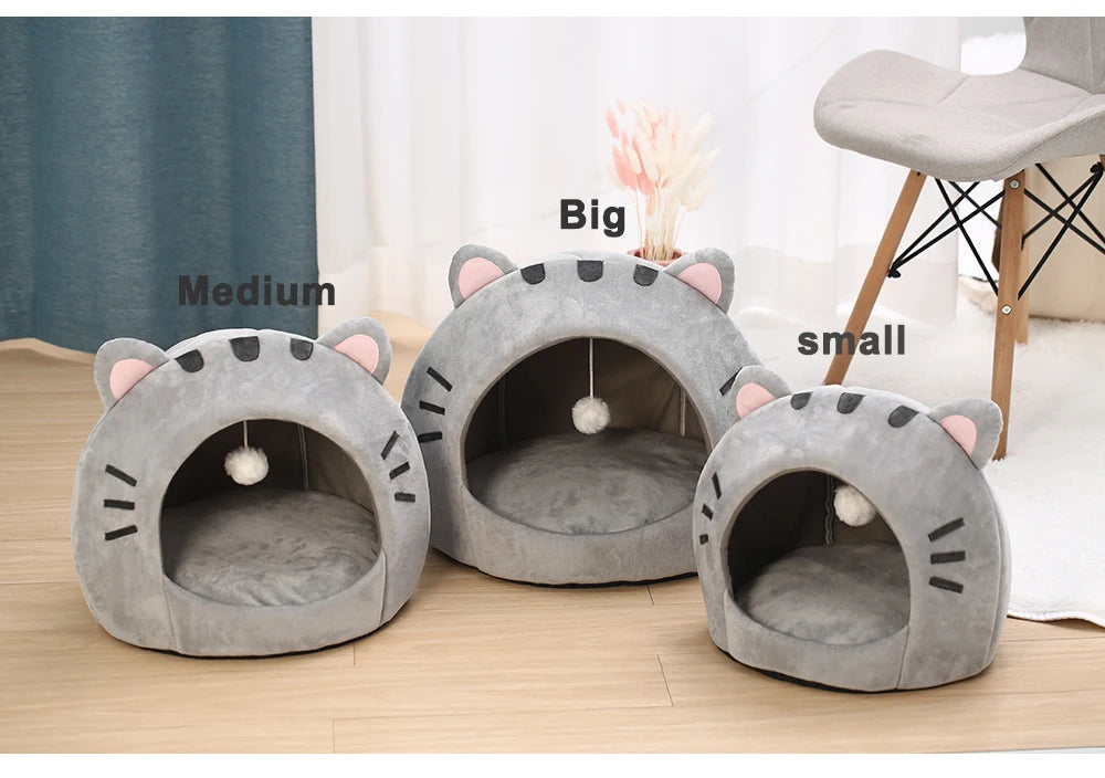 Super Cat Bed Warm Pet House Kitten Cave Cushion Cat House Warm Sleeping Dog Basket Tent Small Dog Mat Supplies Bed For Cats