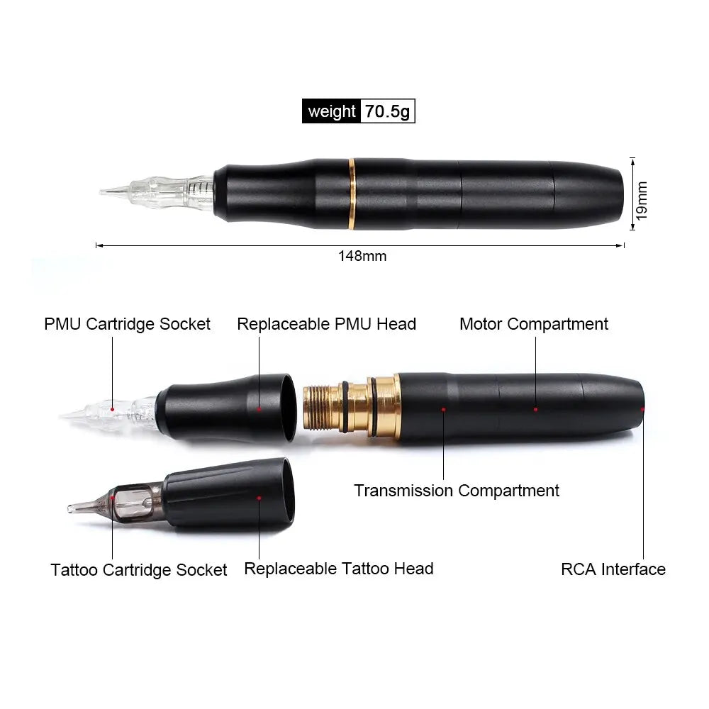 Professional P300 Permanent Makeup Tattoo Machine Kit 2 Heads Microblading Machine For Eyebrow Lip With Tattoo Cartridge Needles