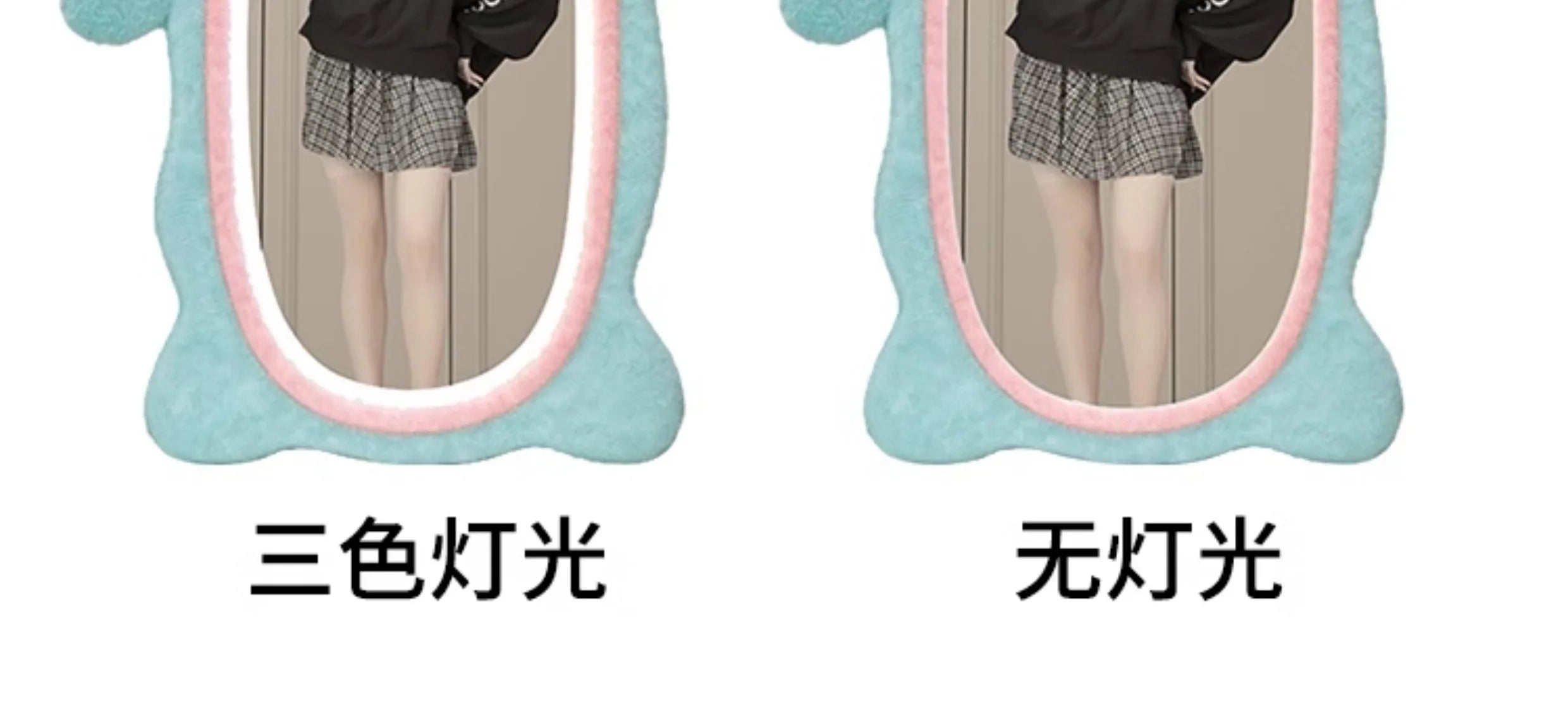 Aesthetic Light Mirror Long LED Girls Standing Smart Makeup Full Body Vanity Mirror Cute Standing Espelhos Home Decorations