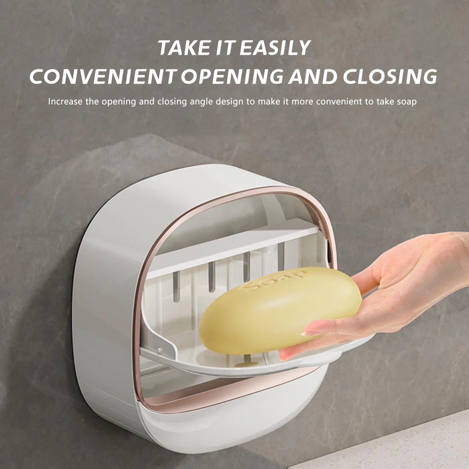 Wall-Mounted Soap Box with Lid Light Luxury Soap Holder Punch-Free Soap Box Drain Laundry Soap Box For Bathroom Kitchen