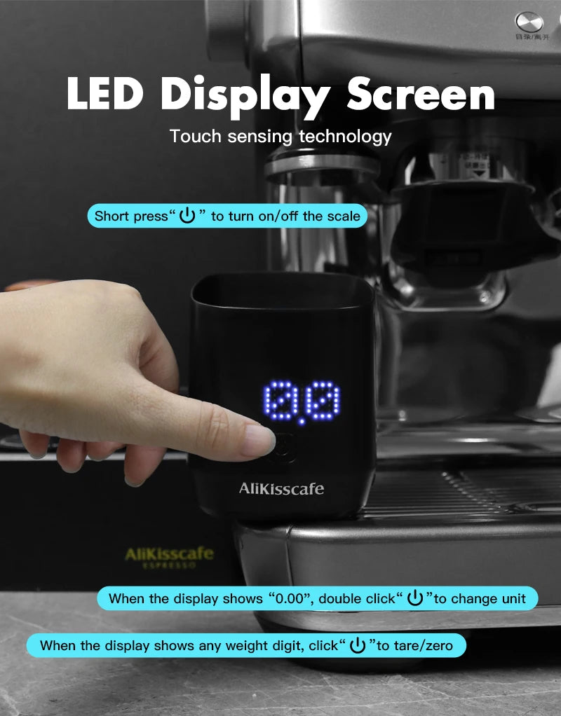 AliKisscafe Digital Dosing Cup Coffee Scale Display Tray Precise Scale Measuring Cup Kitchen Barista Tools Espresso Accessories