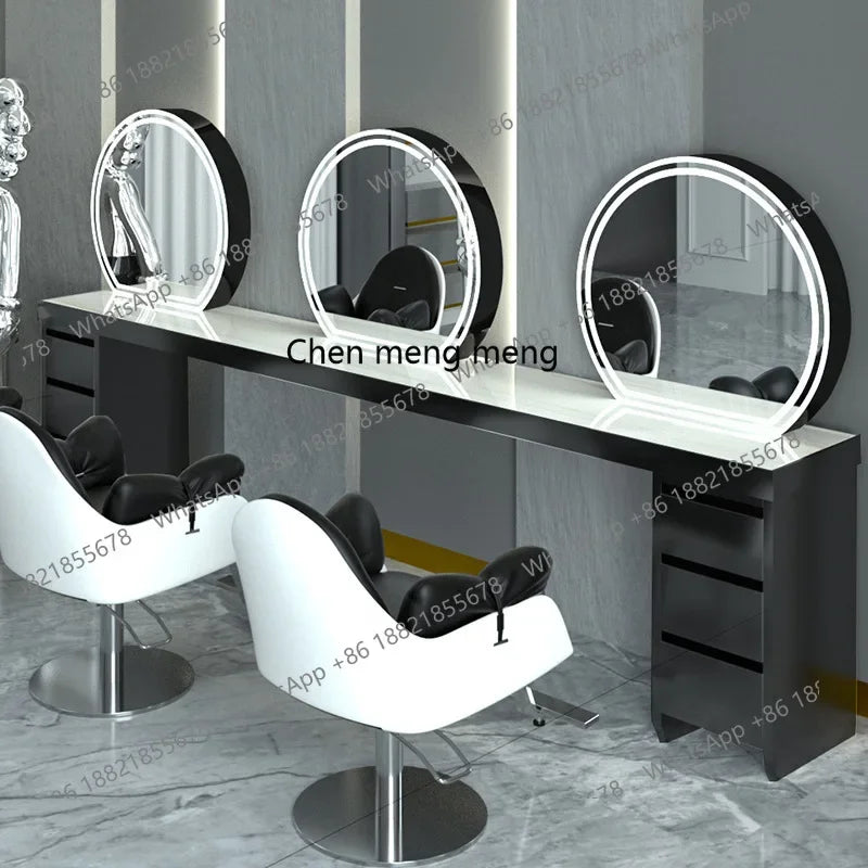 Barber shop hair salon special single and double-sided floor mirror table barber shop special hair mirror