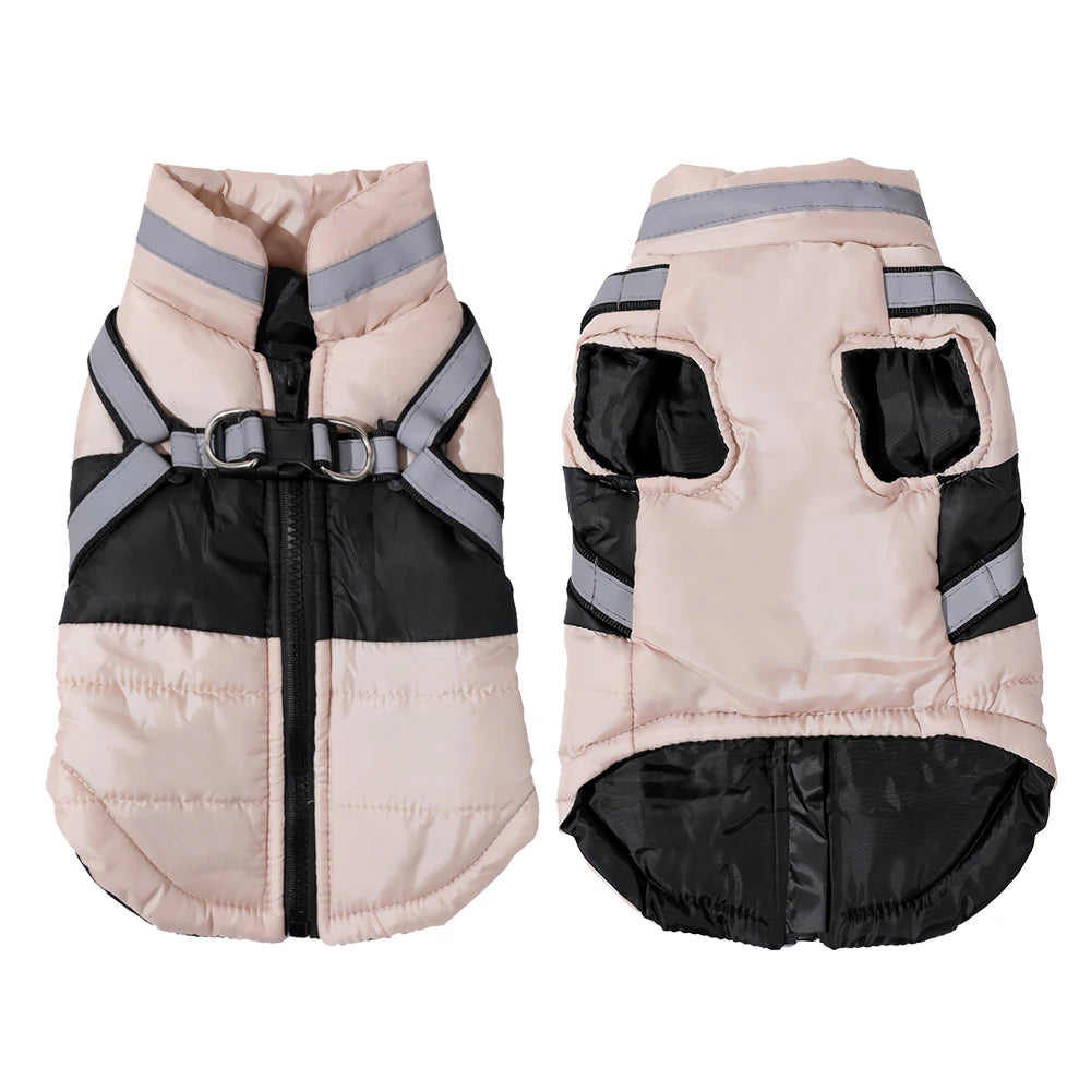 Dog Jacket Winter Waterproof Pet Clothes With Harness For Small Medium Dogs Cats Puppy Coat Reflective French Bulldog Apparel