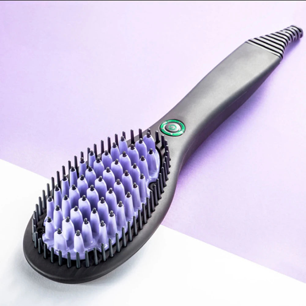 Professional Hair Straightening Brush Black Electric Ceramic Comb Multifunctional Hairbrush Electronic Curler Curling Tool Irons