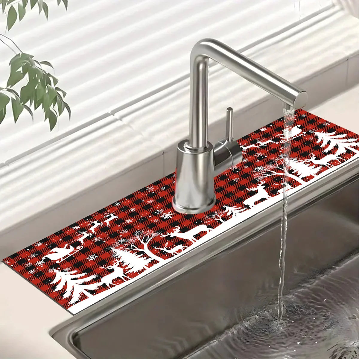 Christmas Kitchen Absorbent Mat Bathroom Sink Faucet Mats Non Slip Bath Mat Christmas Pattern Tablemat Christmas Room Decor 2024