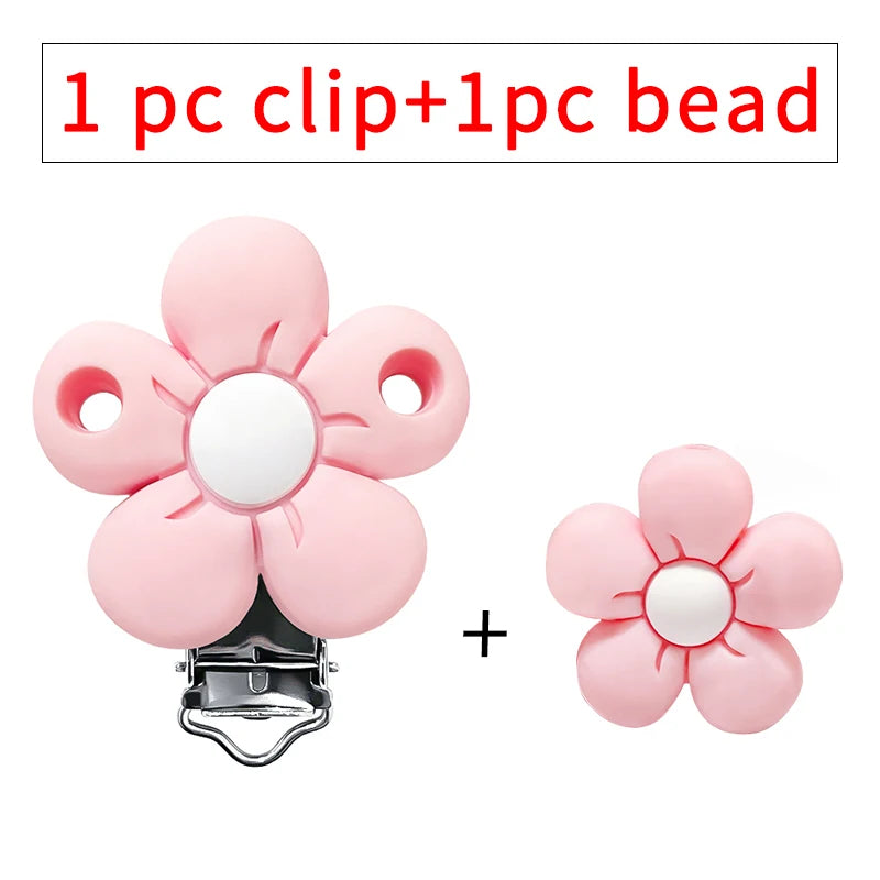 1/3/10pcs Silicone Flower Pacifier Clips Food Grade Teethers For Baby DIY Baby Soother Nursing Pacifier Chain Accessories