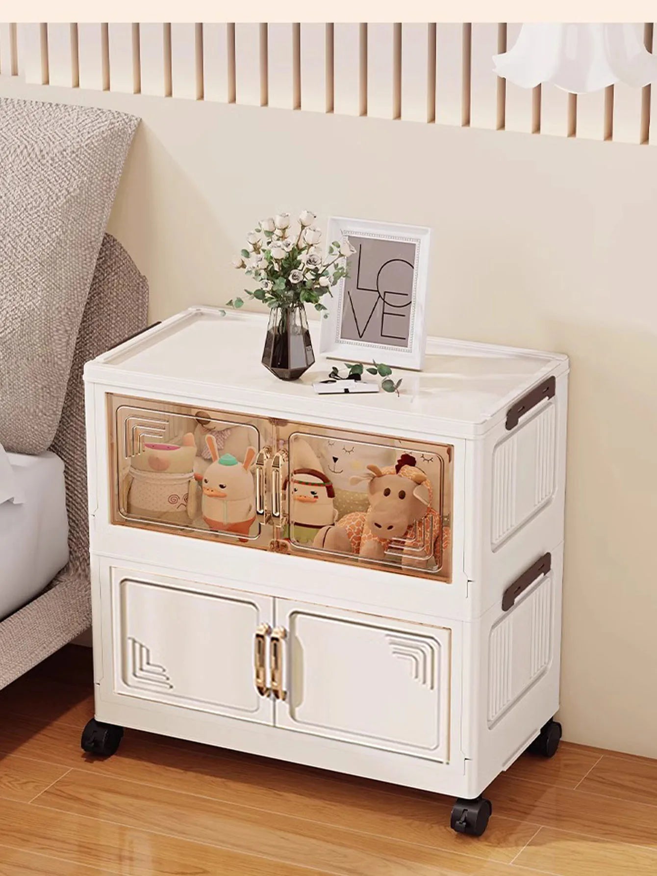 45/55/65cm Length Multifunction Storage Cabinet Large Capacity Foldable Easy-to-Install Storage Box Dustproof Wardrobe