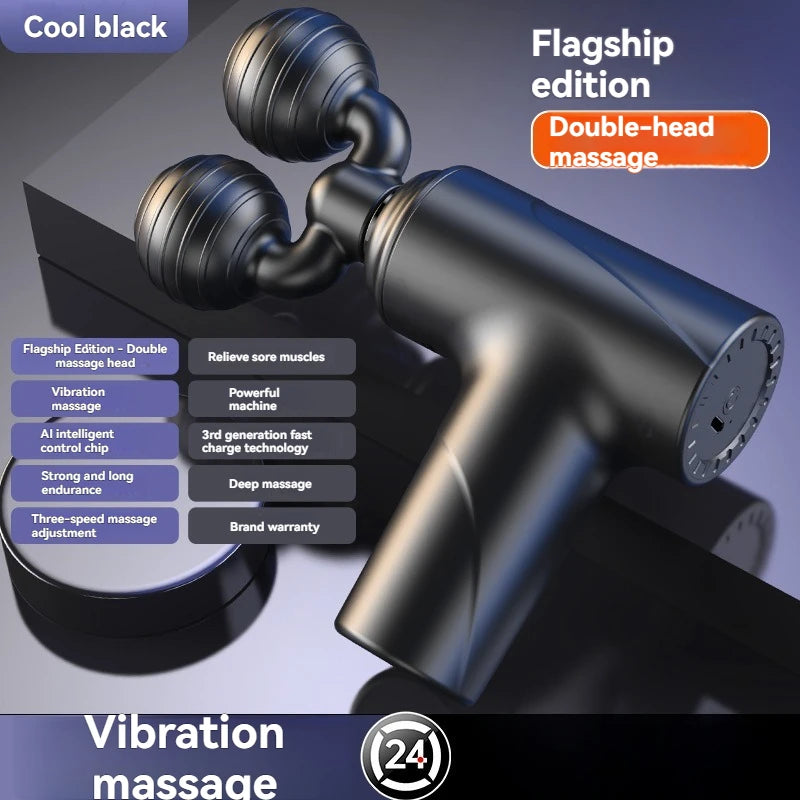 2025 New Mini Double Headed Fascia Gun Portable Fitness Muscle Electric Massage Gun Relaxing Cervical Fascia Gun