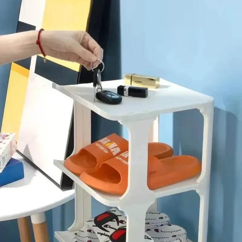 Shoe Cabinet Floor-standing Plastic Multi-Layer Stack Able Removable Home Narrow DIY Shoes Rack for Corner Gap Space Saving