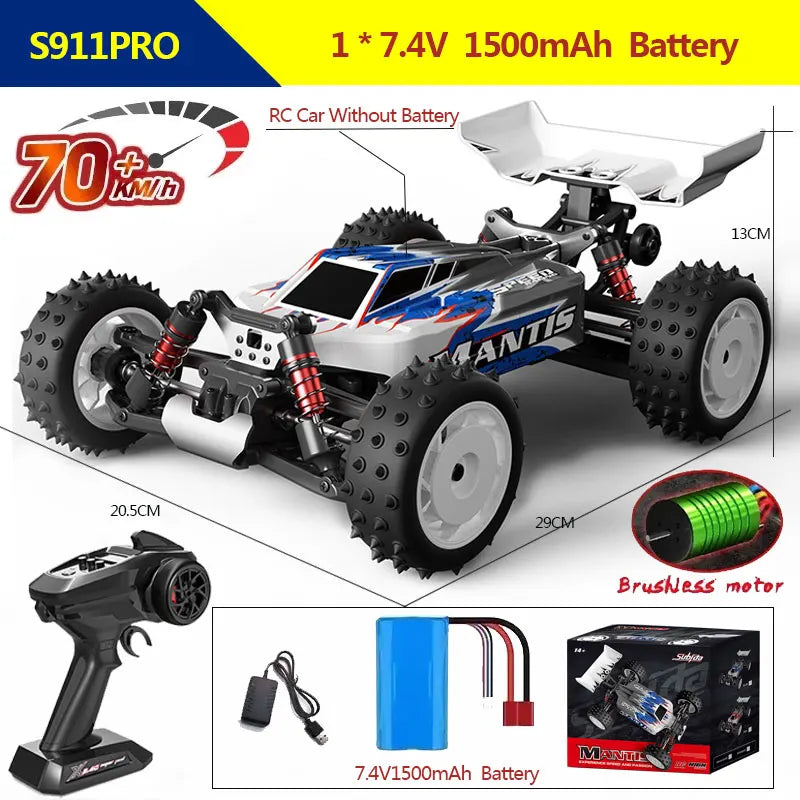 S911PRO 1:16 4WD RC Car 70KM/H or 50KM/H Remote Control Cars High Speed Drift Brushless Monster Truck For Kids VS Wltoys 144001