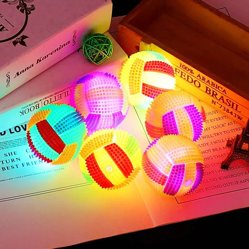 Glowing Ball Dog Toy Led Puppy Bouncy Chew Dog Ball Molar Toy Pet Color Light Ball Interactive Toys for Cats Small Pet Supplies
