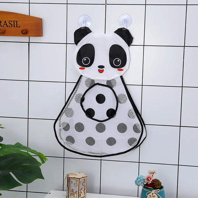 Cartoon Cute Multiple Storage Network Quick Drying Baby Bath Toy Storage Bag Bathroom Bath Bag with Suction Cup Hanging Bag