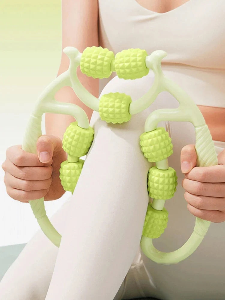 Leg Slimming and Muscle Relaxation Circular Roller with 12 Wheels, Thigh Slimming Massage Tool, Leg Clamp for Slimming