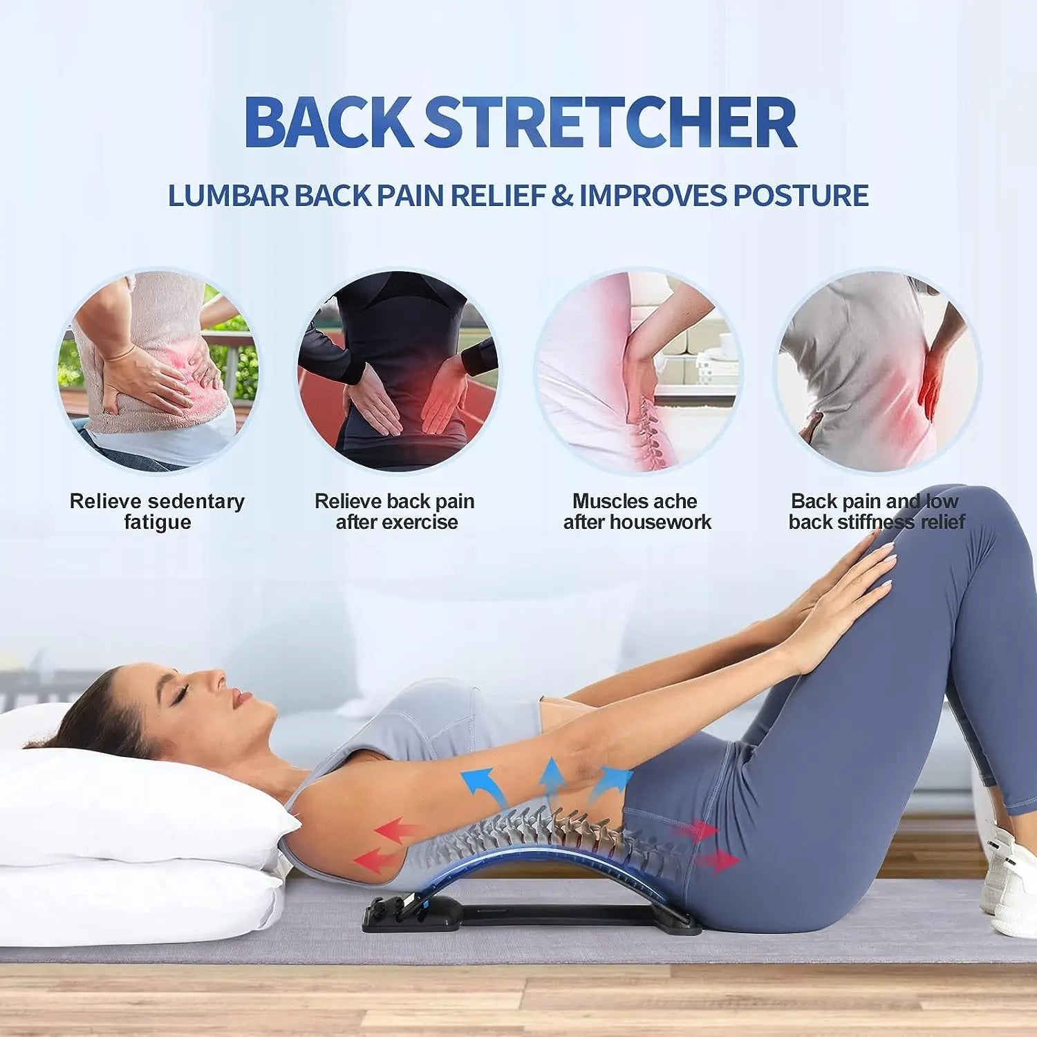 Back Stretcher for Back Pain Relief, Multi-Level Back Cracker Board, Lower and Upper Back Support for Herniated Disc