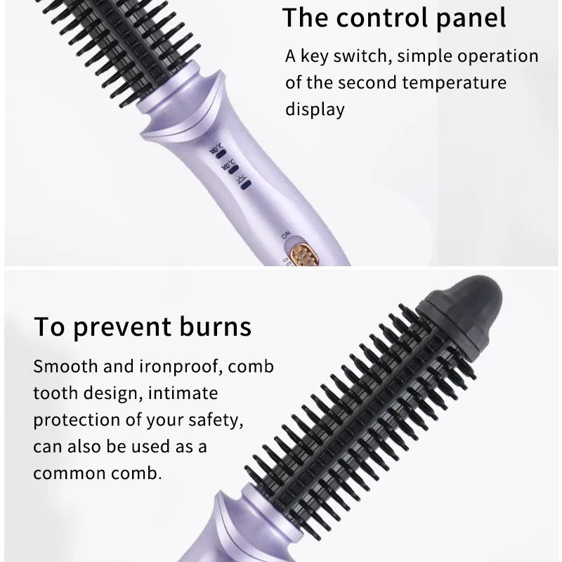 2 in 1 Hot Air Brush Hair Comb Mini Electric Brush Volumizer 2 in 1 Salon Hair Straightener Curler Portable Curling Styler