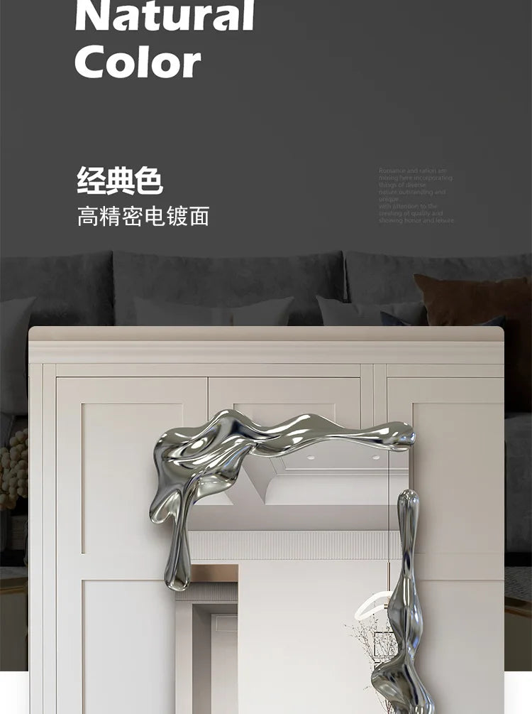 Wall hanging water ripple household villa model room floor mirror full-length mirror visual decoration