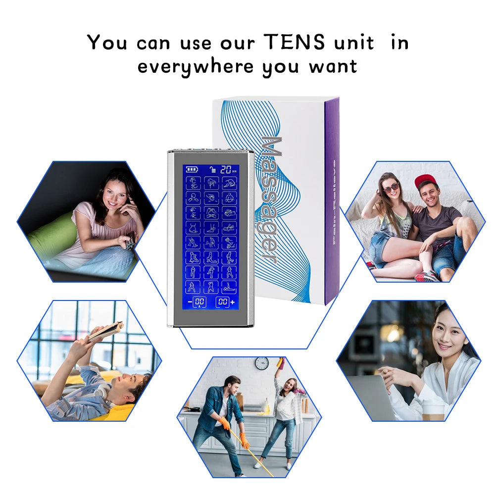 24 Modes Tens Unit Machine with 4 Electrode Pads for Pain Relief Pulse Massage EMS Muscle Stimulator Pain Relief Massage Relax