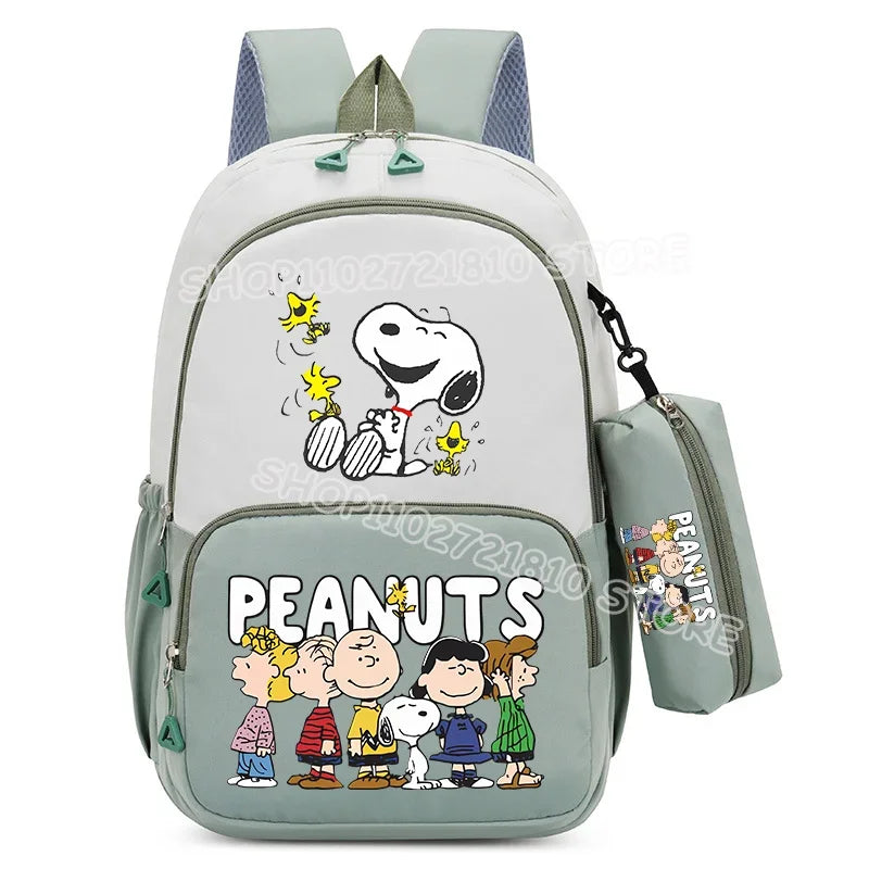2pcs Snoopy School Bag Boys Girls Large Capacity Water-repellent Student Backpacks High Value Cute Cartoon Print Bookpack Gift
