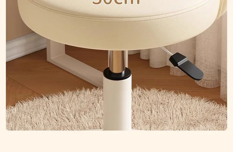 Leather Chair Rotatable Shell Seat Adjustable Rotary Stool for Home Makeup Wear-Resistant Chair for Studios,Wheel-slip Back Chai