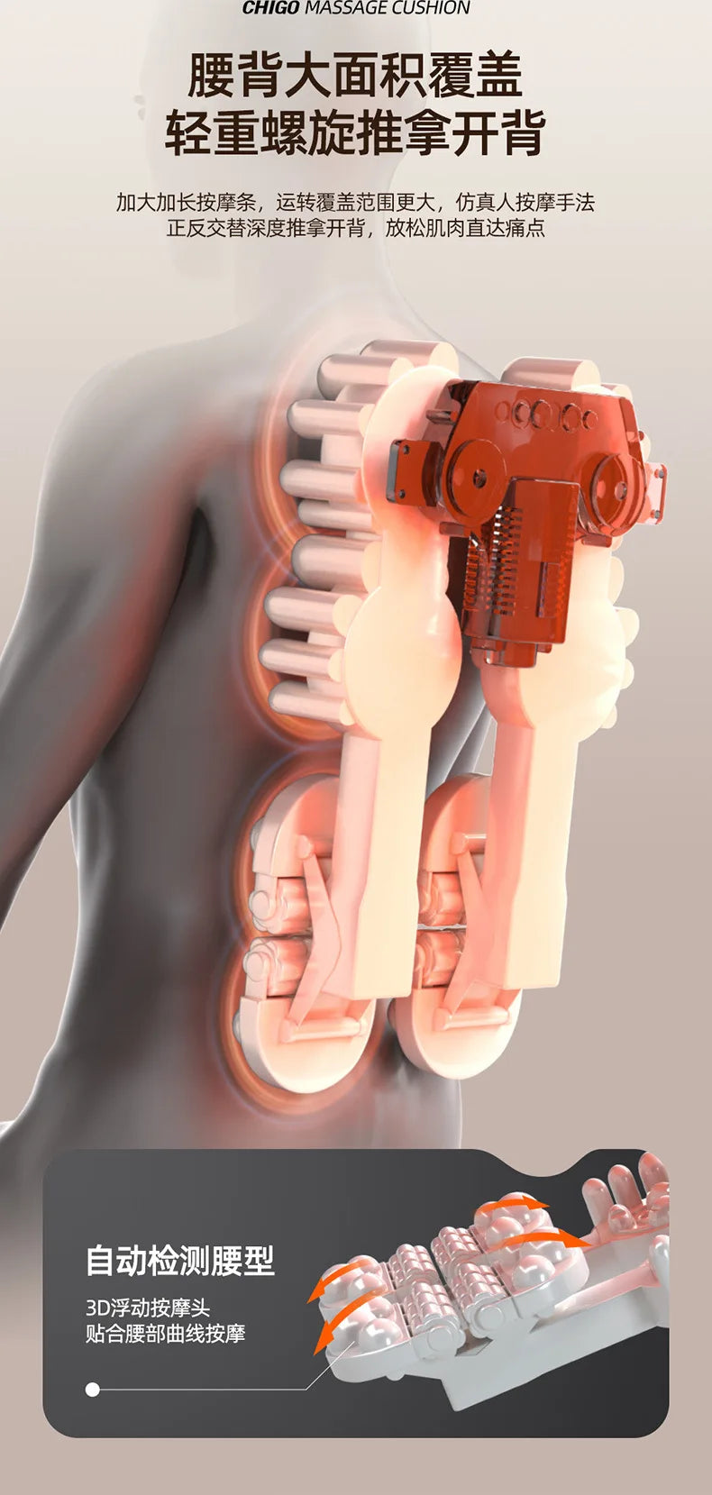 Dual-purpose Heat Cushion Lumbar Spine Shoulder Cervical Back Heat Massage Kneading Shoulder Neck Massager with Remote Control