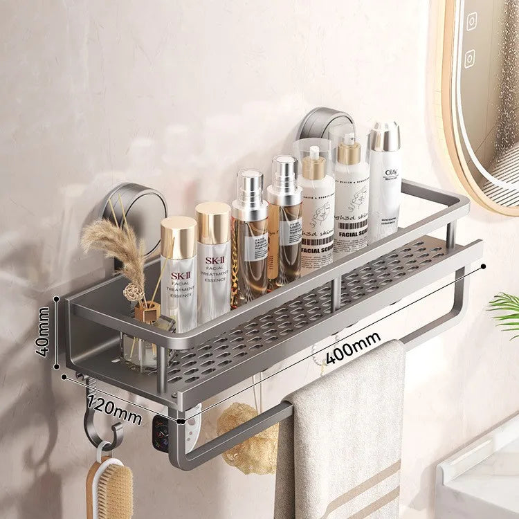 Suction Cup Bathroom Rack Bathroom Shelf Toilet Space Aluminum No Drill Hanging Rack Bathroom Organizer Hang On the Wall