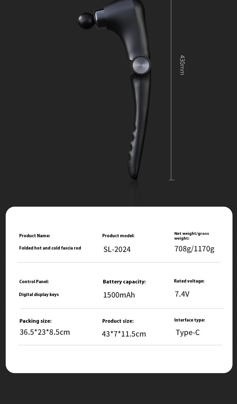 Fascia Gun Massage with Hot and Cold Heads Adjustable Angles Portable Percussion Back Massager for Muscle Neck Body Fitness