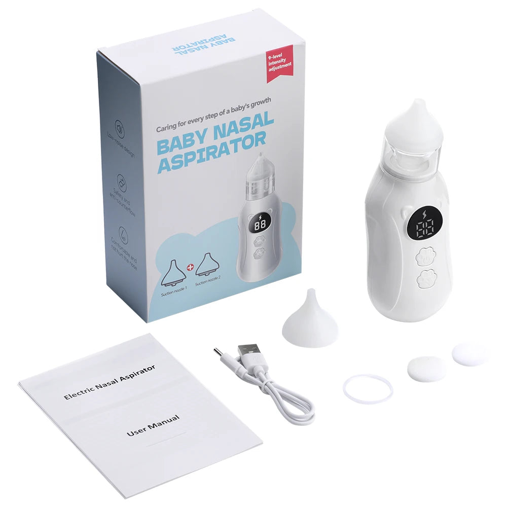Baby Electric Nasal Aspirator Low Noise 9 Suction Levels Rechargeable Nose Sucker Cleaner Snot Booger Mucus Remover For Infant
