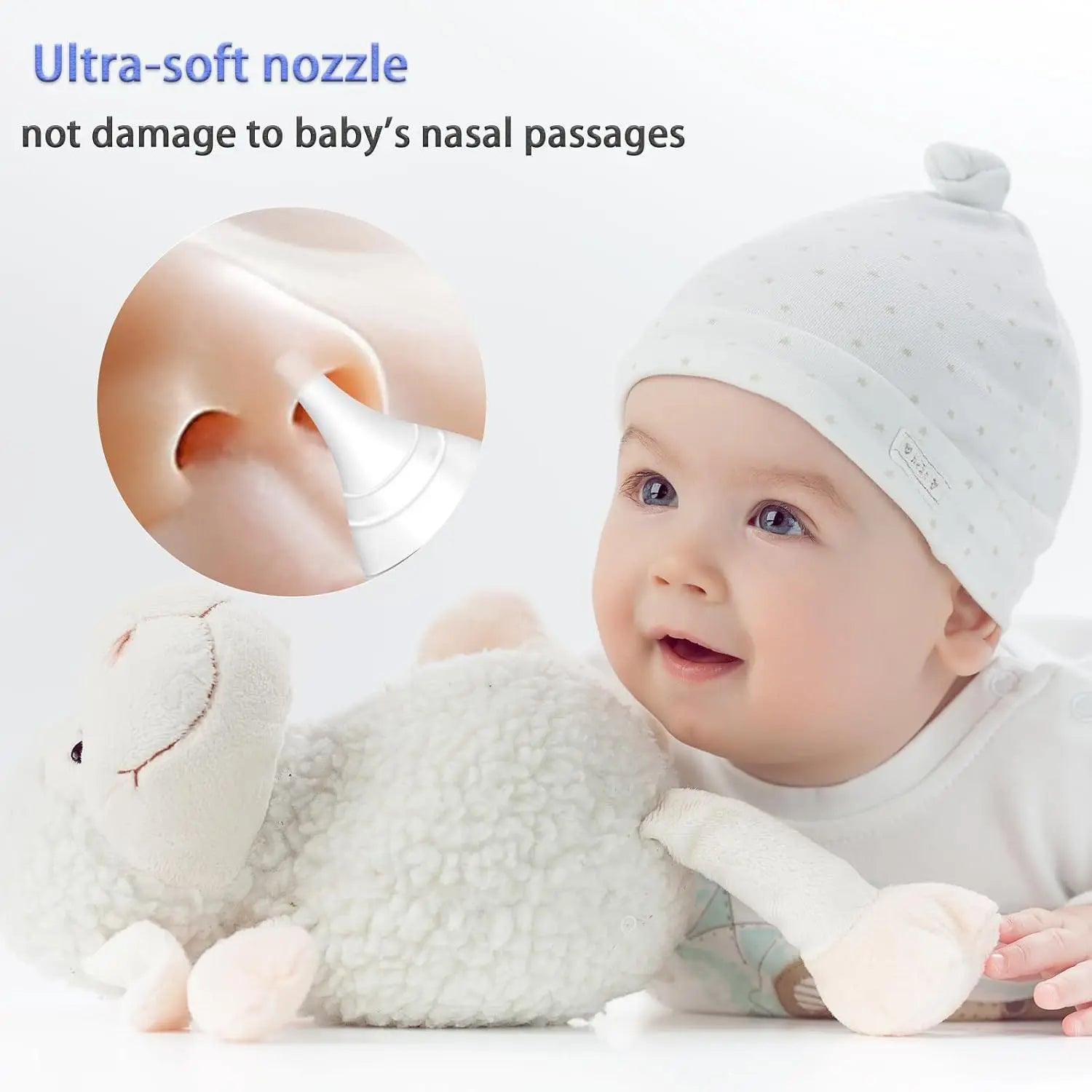 Baby Electric Nasal Aspirator Nose Suction Device with Food Grade Silicone Mouthpiece 3 Suction Modes and Soothing Music