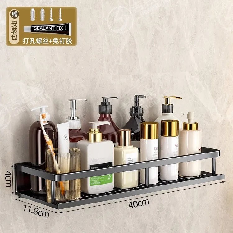 Wall-Mounted Storage Rack No-Drill Bathroom Vanity Shelf for Washroom Balcony Toilet - Organizer Shelf for Kitchen Bathroom