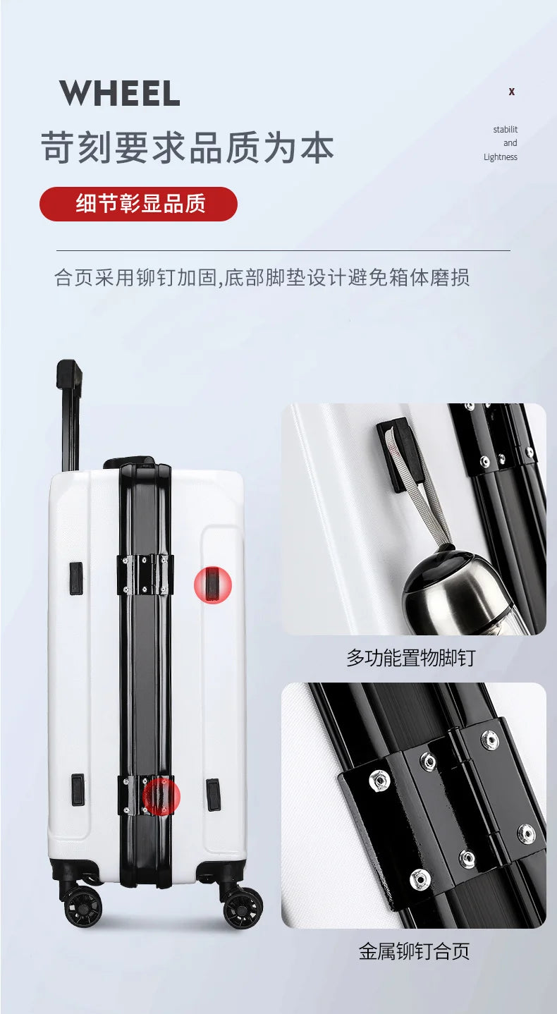 Fashion rolling luggage aluminum frame USB charging trolley suitcase 20/24/26/28 inch students password travel luggage