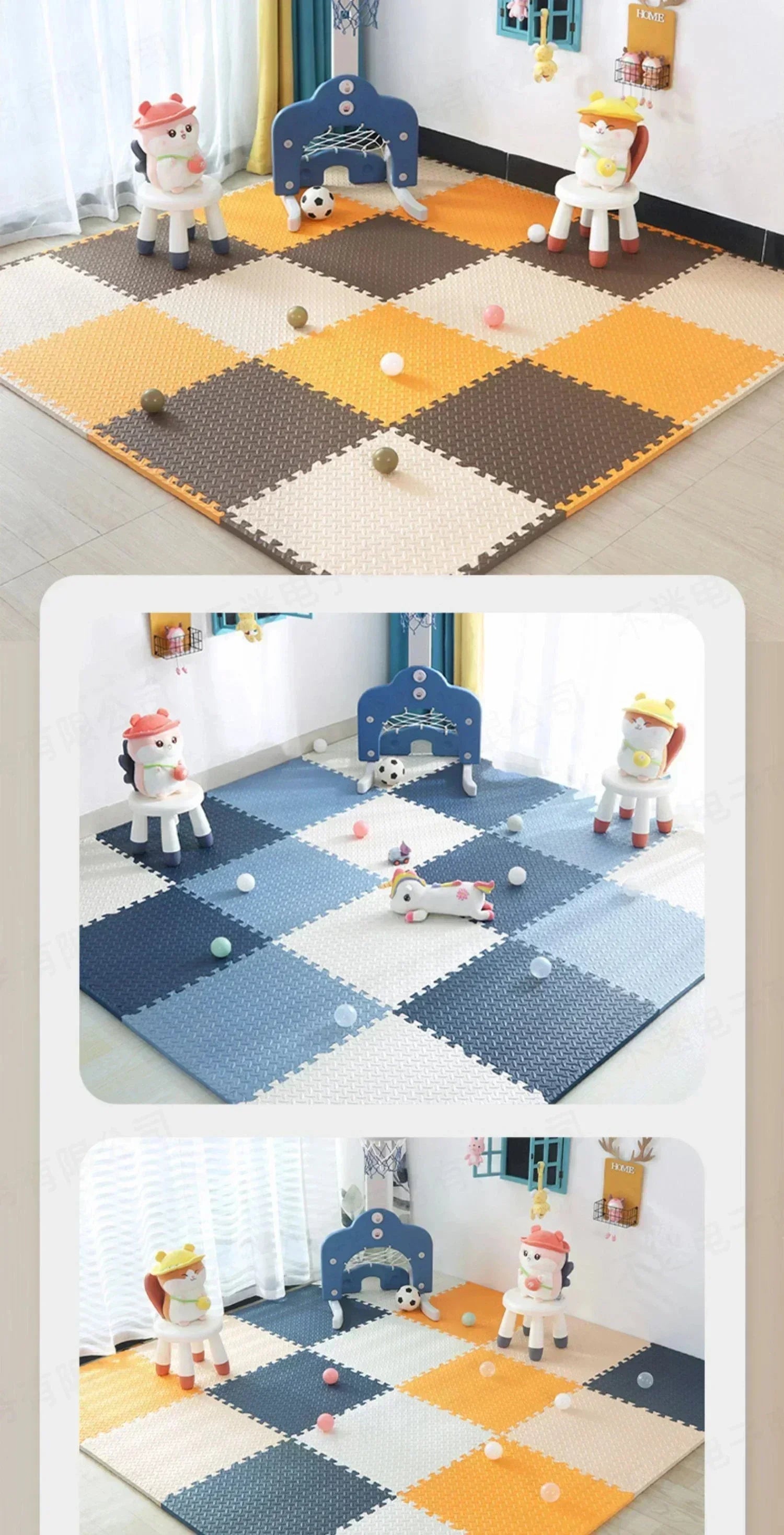 8Pcs/2.5cm Thick Nonslip Baby Crawling Play Mat Soundproof Puzzle Gym Mat for Children's Room and Eco-Friendly Puzzle Mat