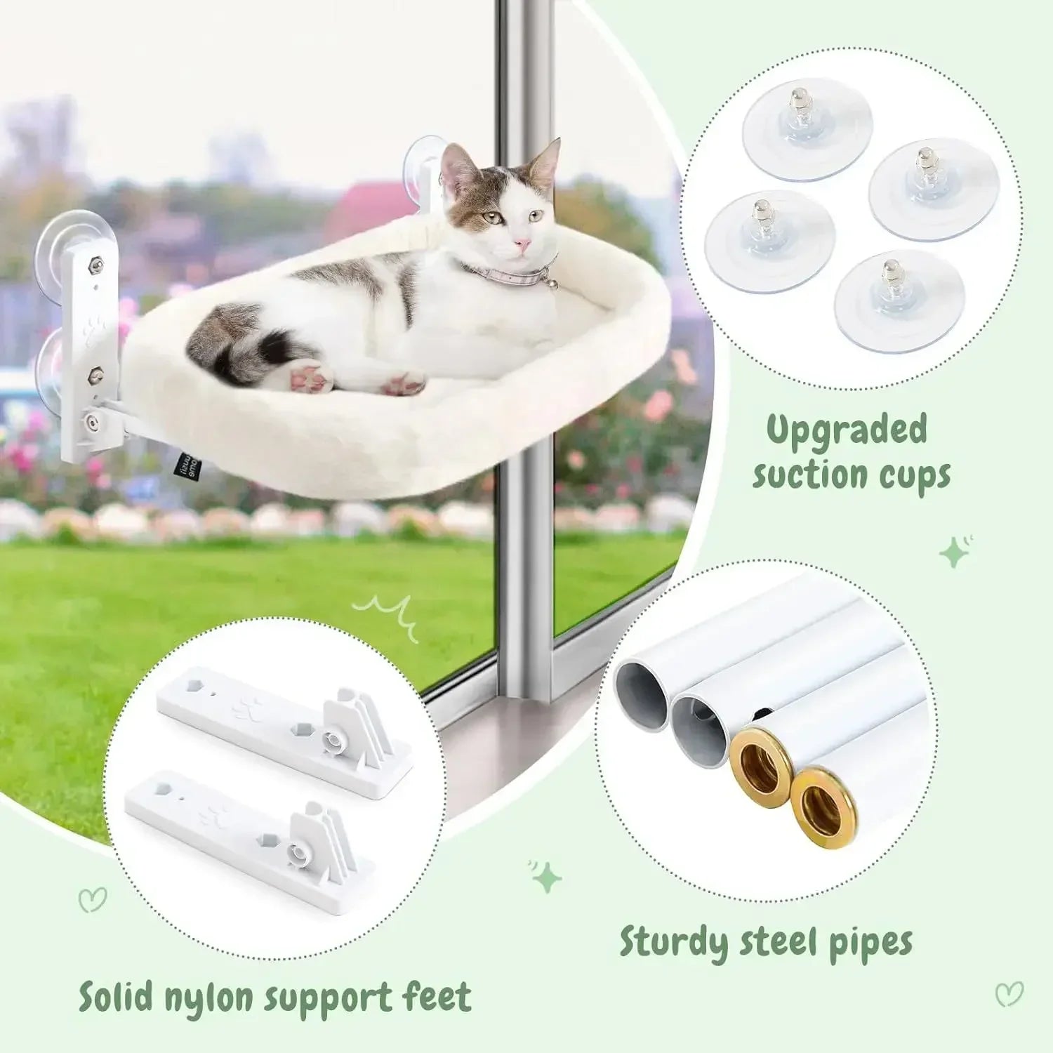 Winter Cat Hammock Window Habitat Cat Sunbathing Glass Hanging Suction Cup Balcony Pet Nest Foldable Pet Bed Cat Supplies