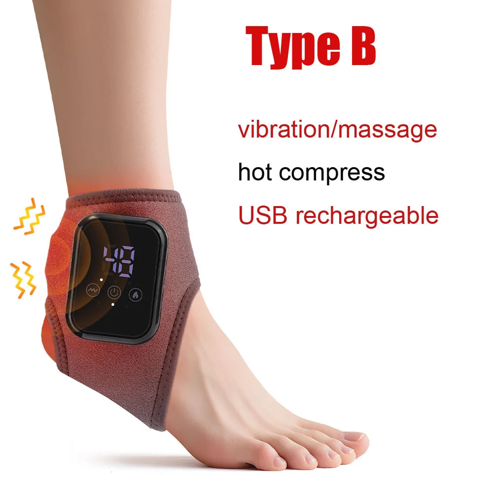 Electric Ankle Foot Massager Vibration Hot Compress Smart Air Pressure Multifunctional Brace Support Relaxation Treatments